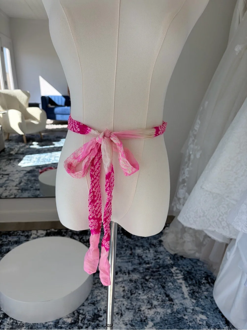 Hand Dyed Japanese Silk Skinny Scarf | Ribbon Belt Hair Tie Boho Coquette